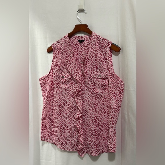 Milano - Sleeveless Pink Patterned Ruffle Blouse - Picture 3 of 11